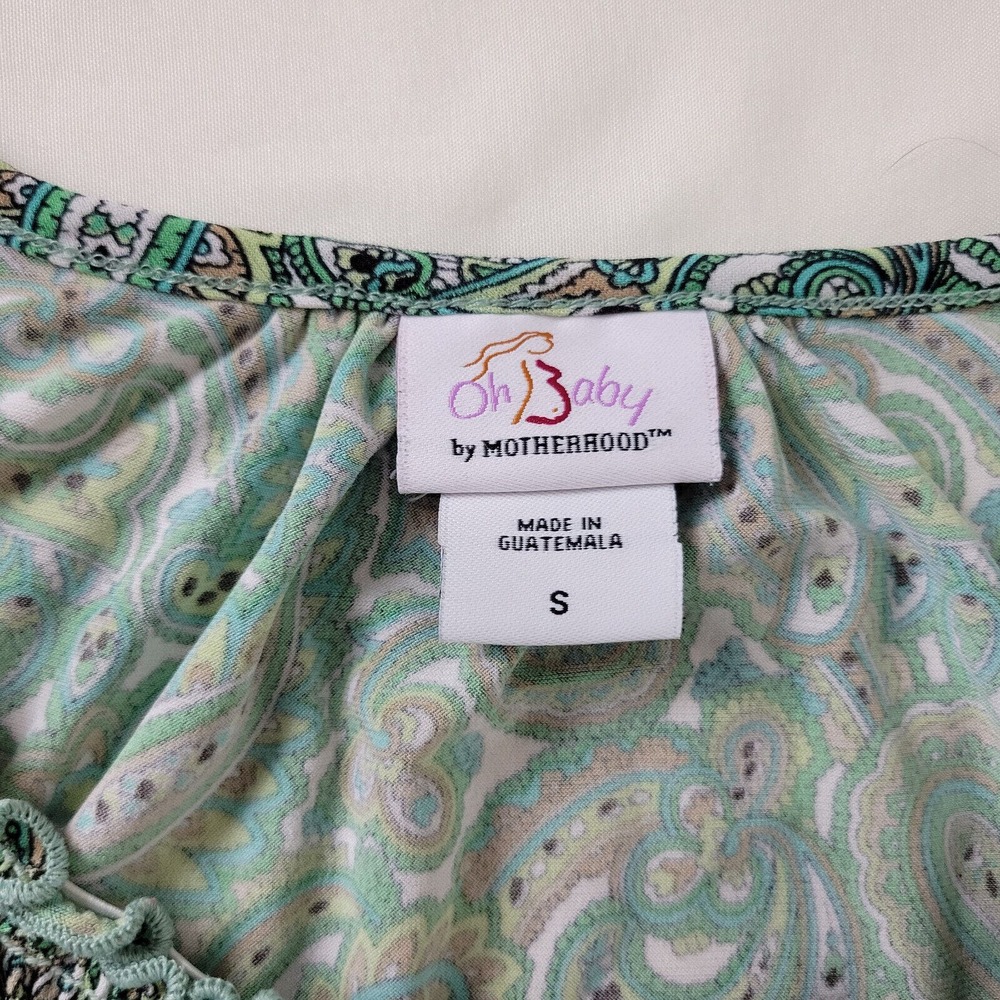 Oh Baby by Motherhood Womens Blouse Small Top Multicolor Paisley Short Sleeve‎ - Picture 10 of 13